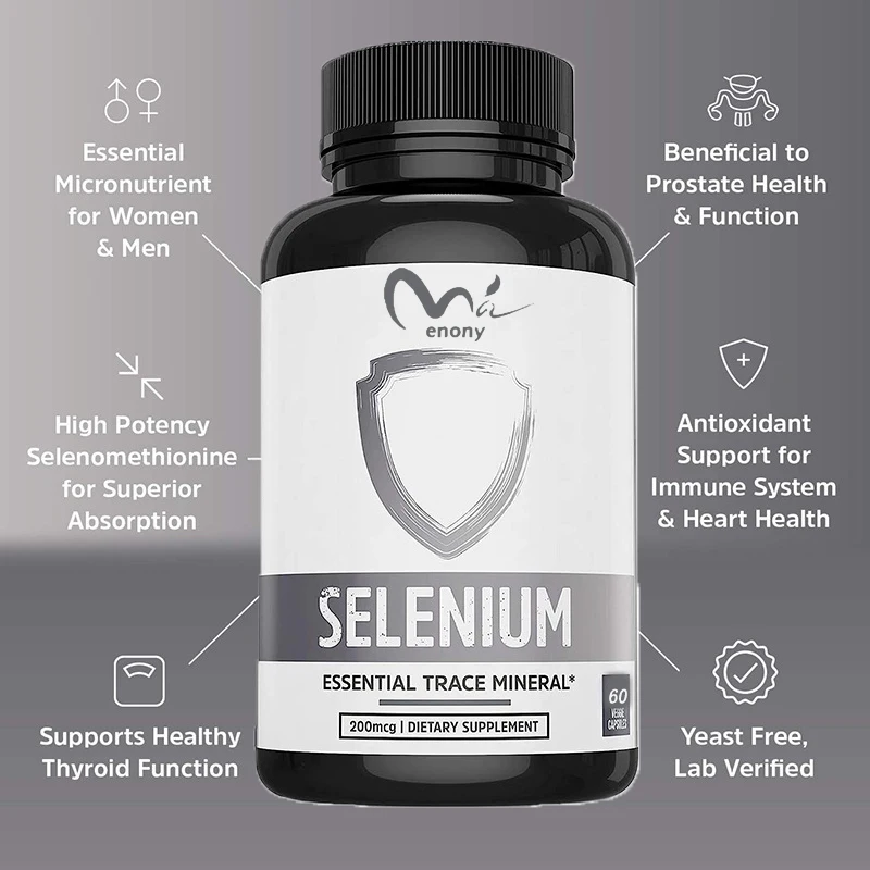 

Selenium 200 mcg - unisex support for prostate, heart health, immune system, antioxidant high absorption 60 vegetarian capsules