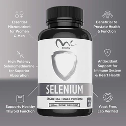 Selenium 200 mcg - unisex support for prostate, heart health, immune system, antioxidant high absorption 60 vegetarian capsules