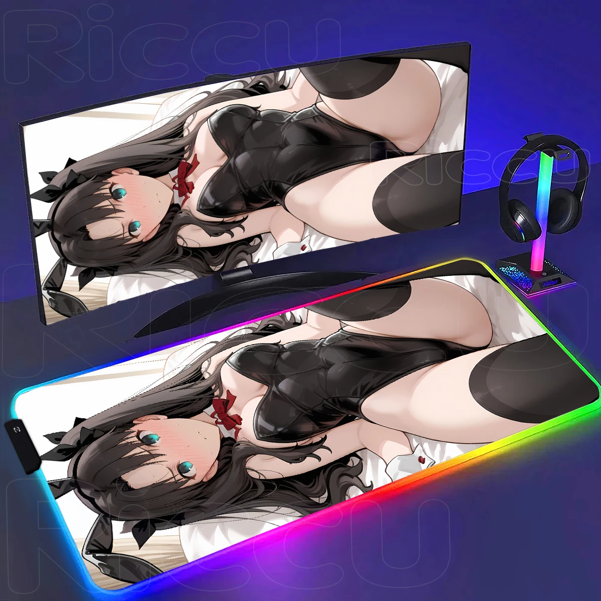 

Хентай расширенный светодиодный аниме Fate 400X900 мм T-Tohsaka Rin коврик для мыши настольный коврик игровые аксессуары Prime Gaming RGB подкладка для клавиатуры