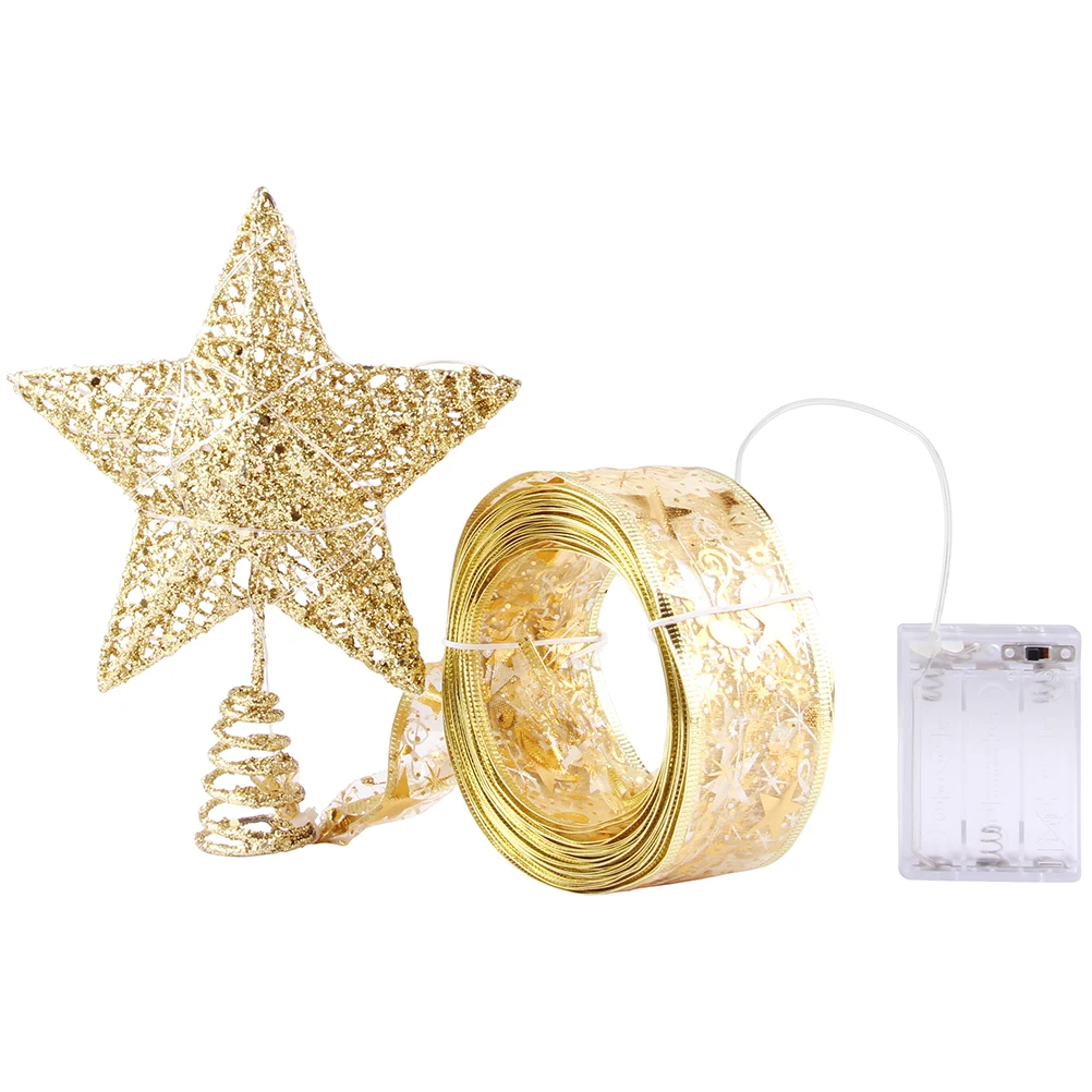 

Christmas Tree Topper Star Tree Topper Iron Material Lighted Festive Party DIY Xmas naments Holiday Decorations