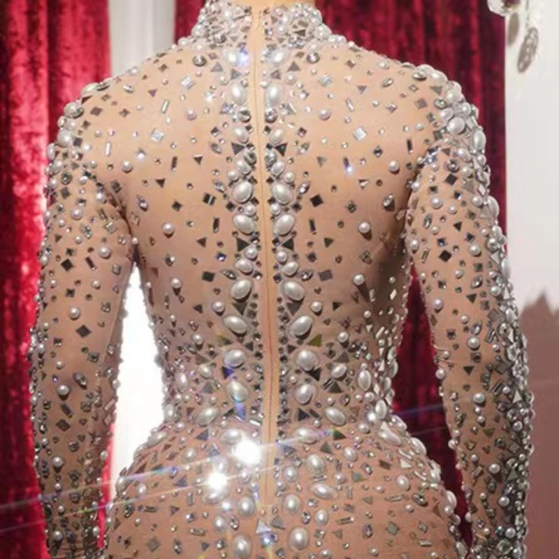 Mono De uniforme Para eventos con perlas De diamantes De imitación, nuevo mono Para Mujer, Vestidos De Fiesta y Bar, Vestidos De Mujer Elegantes Para Fiesta 2025