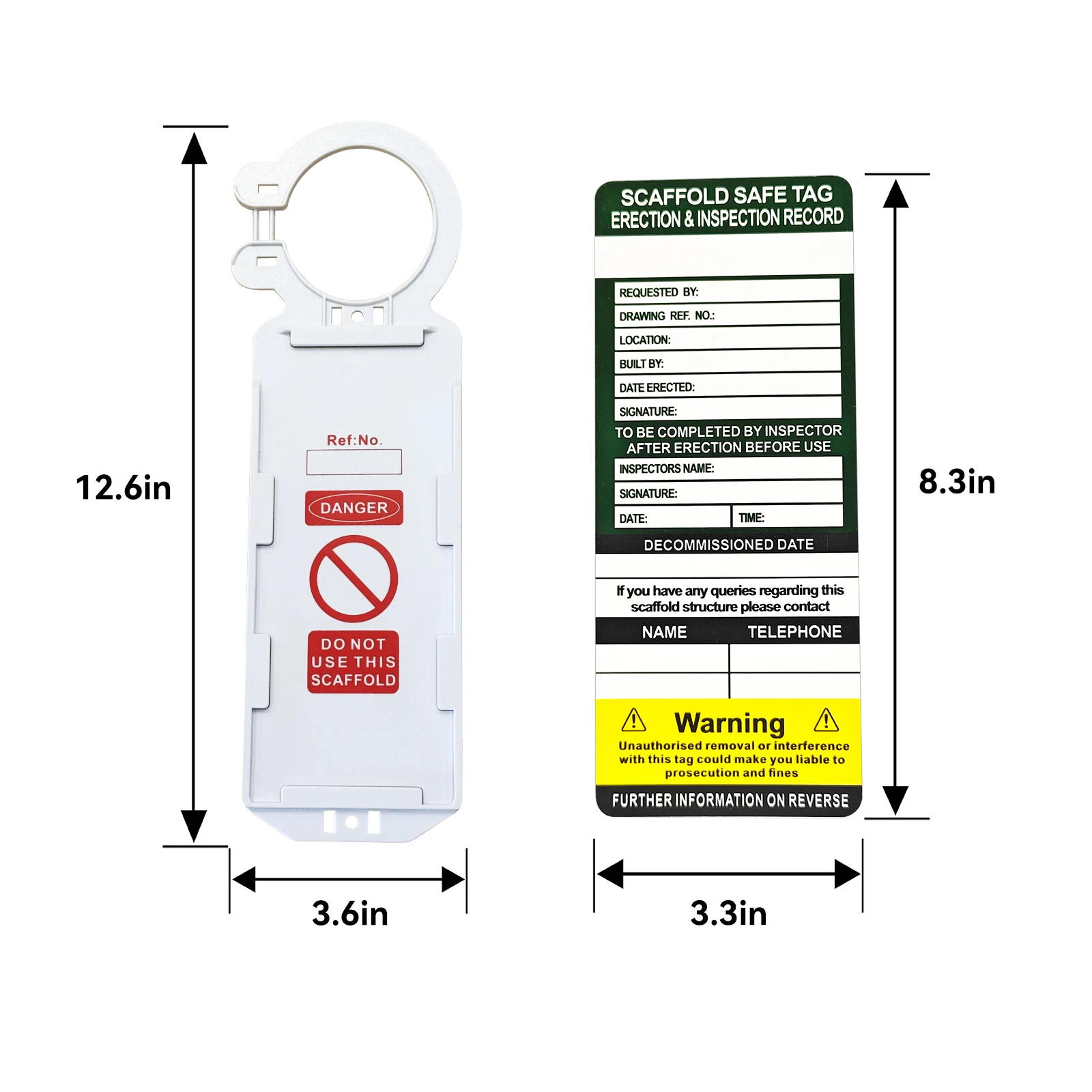 BULANGDI Scaffold hanging 10pcs bases with 20pcs tags and 20pcs zip ties and 2pcs marker pen Lockout Tagout Safety warning signs