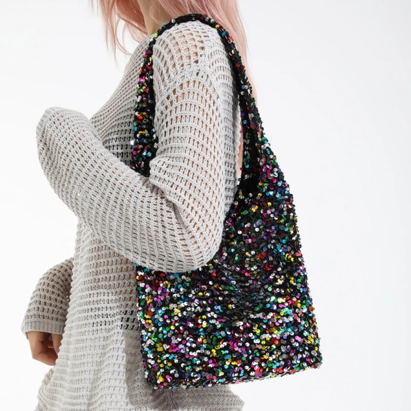 

H3CB Shimmering Business Bag For Professionals Roomy Office Essential Wear Resistant Fabric Comfortable Underarm Design