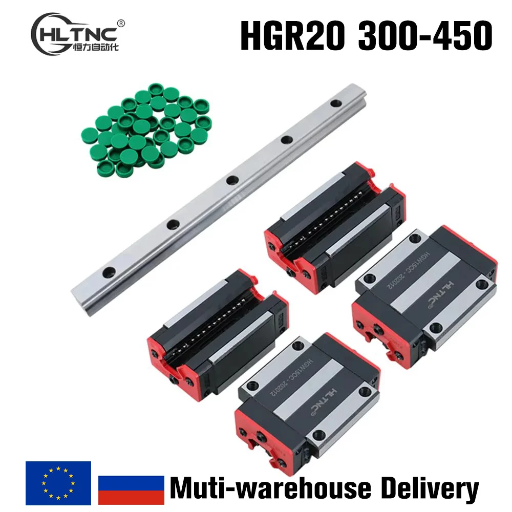 

HLTNC 20mm 300mm 350mm 400mm 450mm HIWIN Interchangable Linear Guides HGR20 Bearing Blocks HGH20CA HGW20CC For CNC Router Z Axis