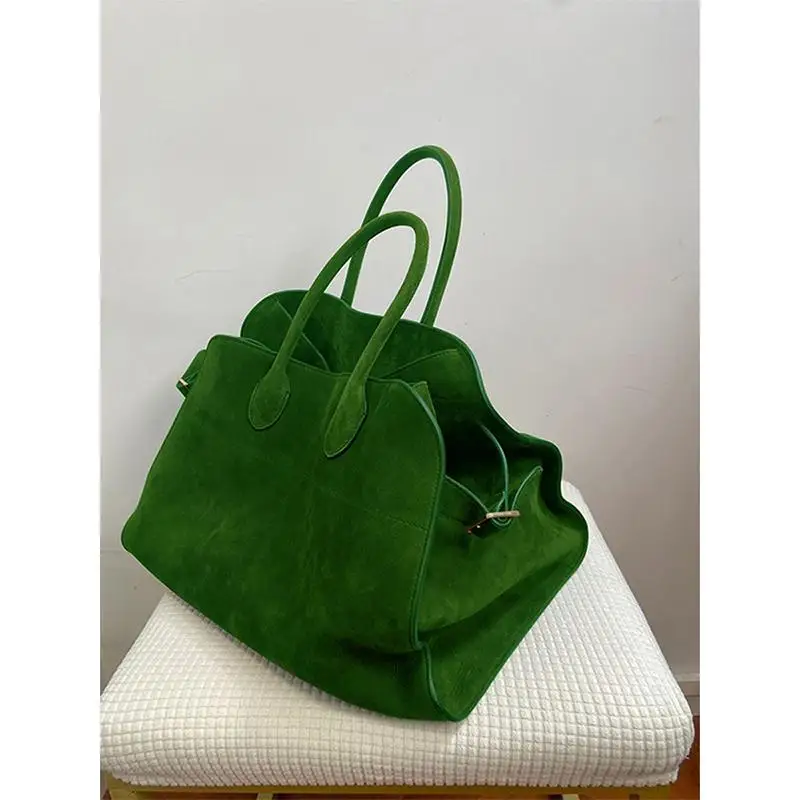 

Large Capaci Retro een Handheld Tote Bag Women's 2025 New High-End ort Trip Commuting Bag Soft Suede Material