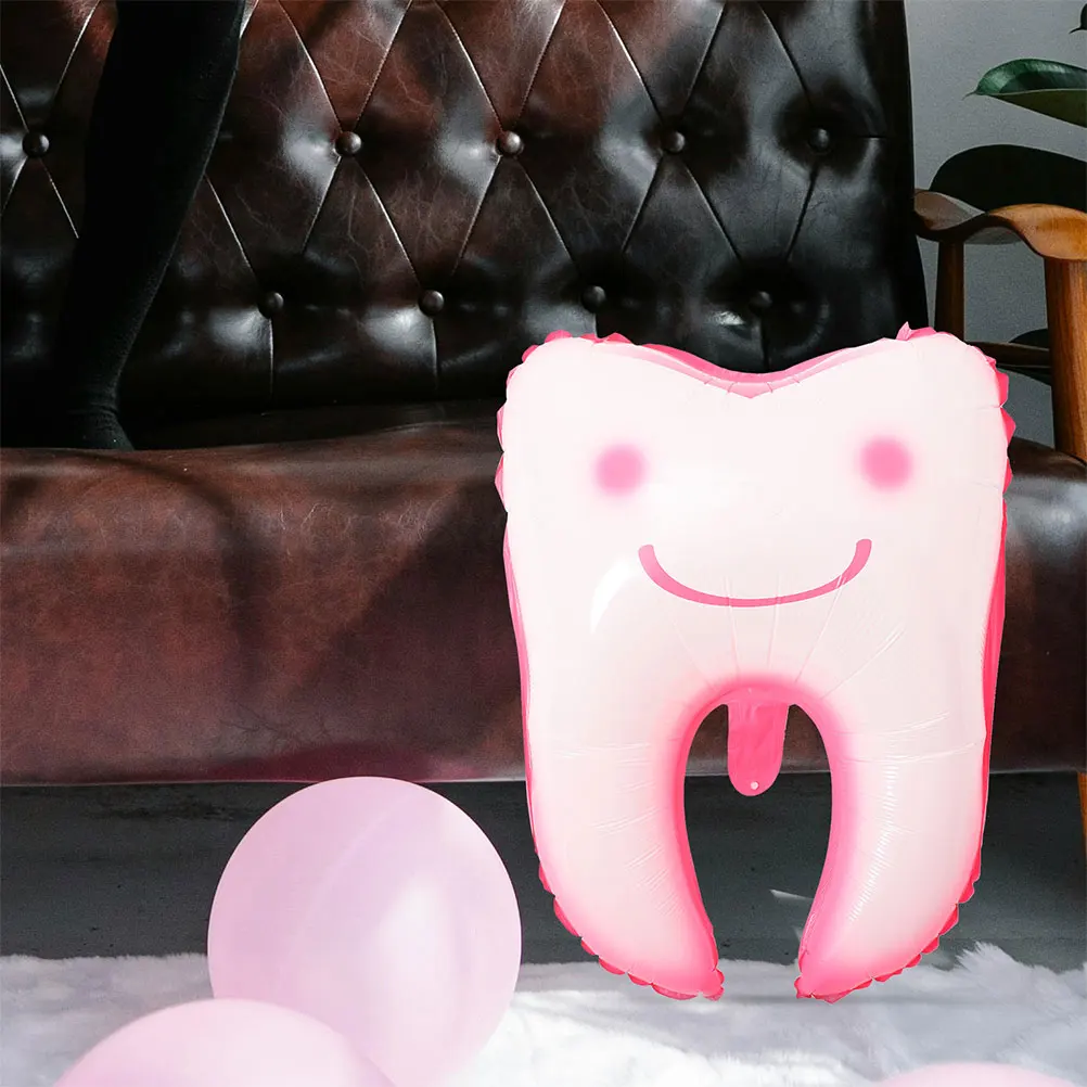 

6pcs Aluminum Film Balloons Tooth Shape Decorative Party Supplies Baby Shower Birthday Pink Balloons Teeth Decorations
