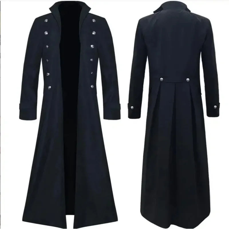 

Викторианская длинная винтажная куртка для мужчин и женщин с воротником-стойкой, пиратский ковбойский плащ в стиле вестерн, косплей, панк, готическое средневековое пальто XRs; 2,k'5,t;