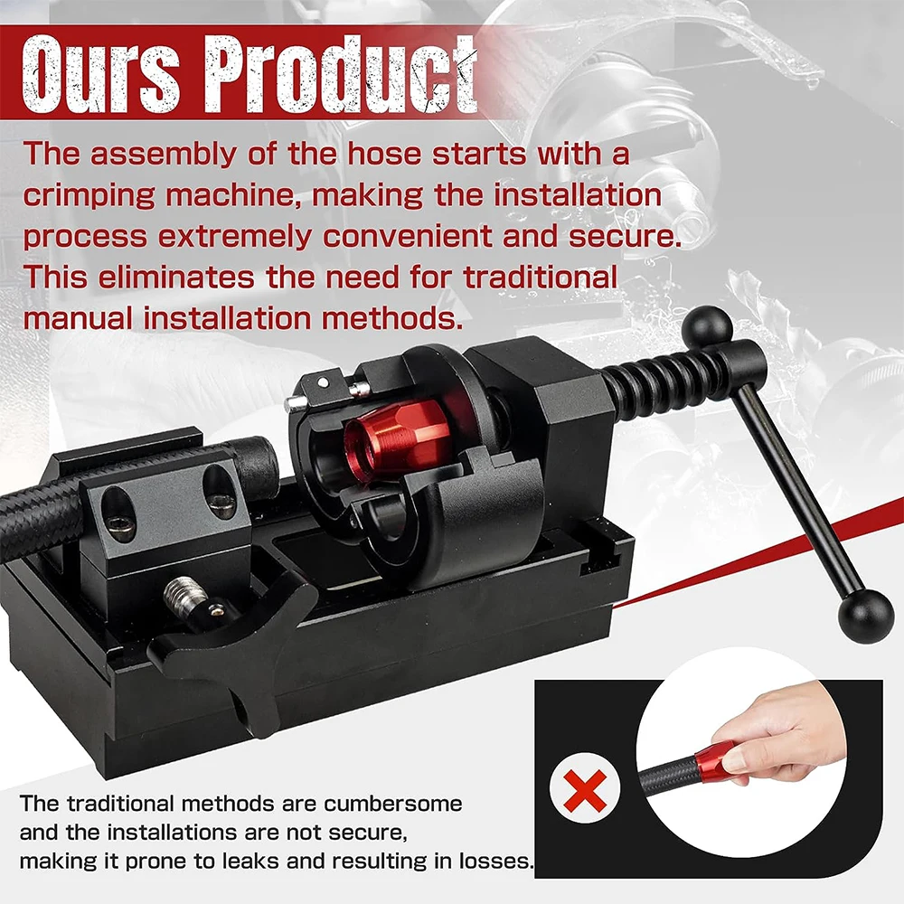 Fuel Line Fittings Installation Tool Fuel Hose Connector Tool Kit with 5 Fittings Brackets for 4AN 6AN 8AN 10AN 12AN Connectors