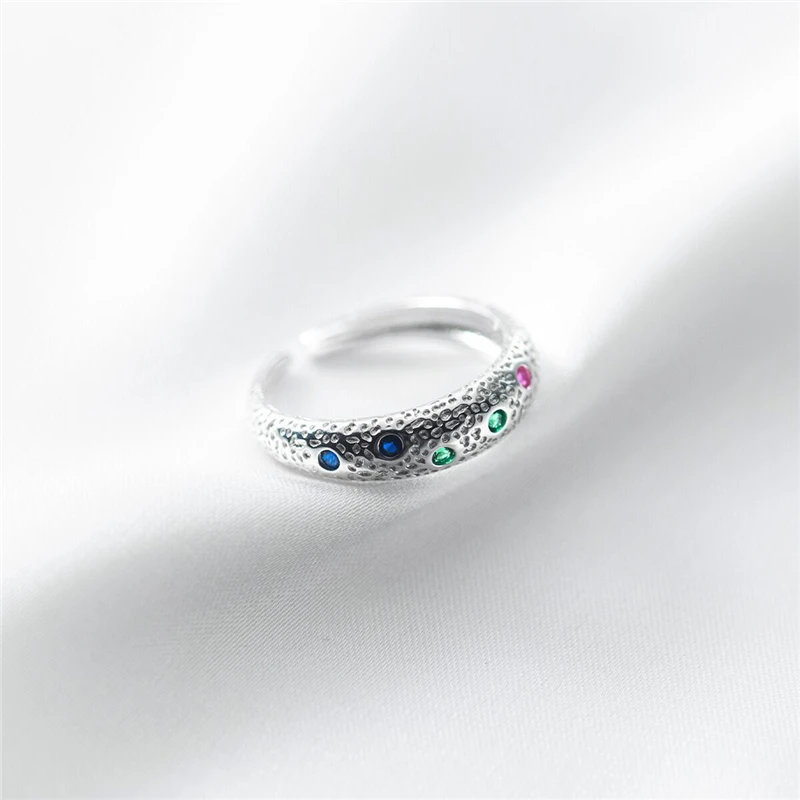 Bague de Luxe en Argent Sterling 925 pour Femme, Bijou Fin, Coloré, Brcorporelle, Hip Hop, avec Ouverture, Rebrodée, RI1113