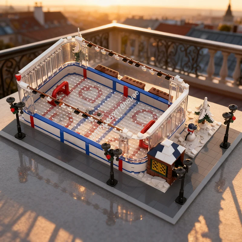 

1401 шт. MOC модульный зимний хоккей с шайбой Rink модульная модель строительные игрушки блоки DIY идея рождественского подарка кирпич детский день рождения