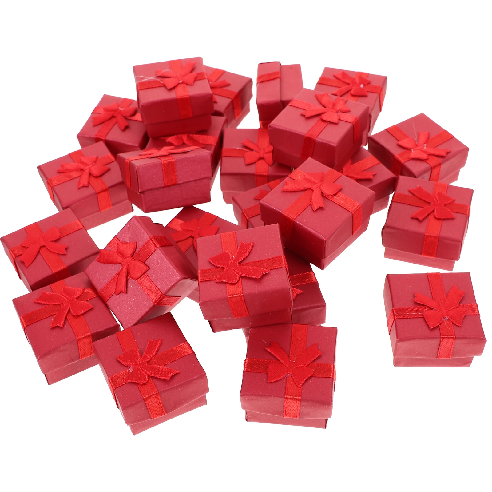 

24pcs Jewelry Boxes for Earrings Necklace Bracelet Organizer Gift Containers Hard Paperboard Red Color Stylish Design