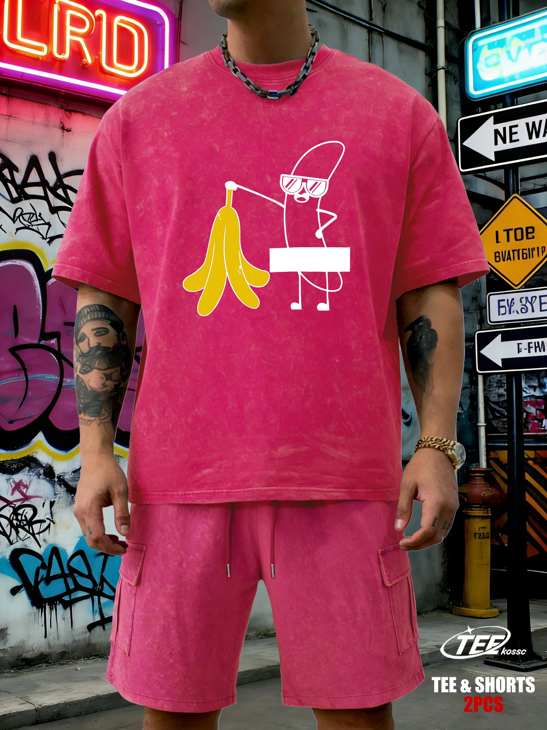 

Take Off The Banana On Guard Design Washed T-Shirt Men Summer Breathable O-Neck Tops Cotton Loose Clothing Unisex Soft Sportsuit