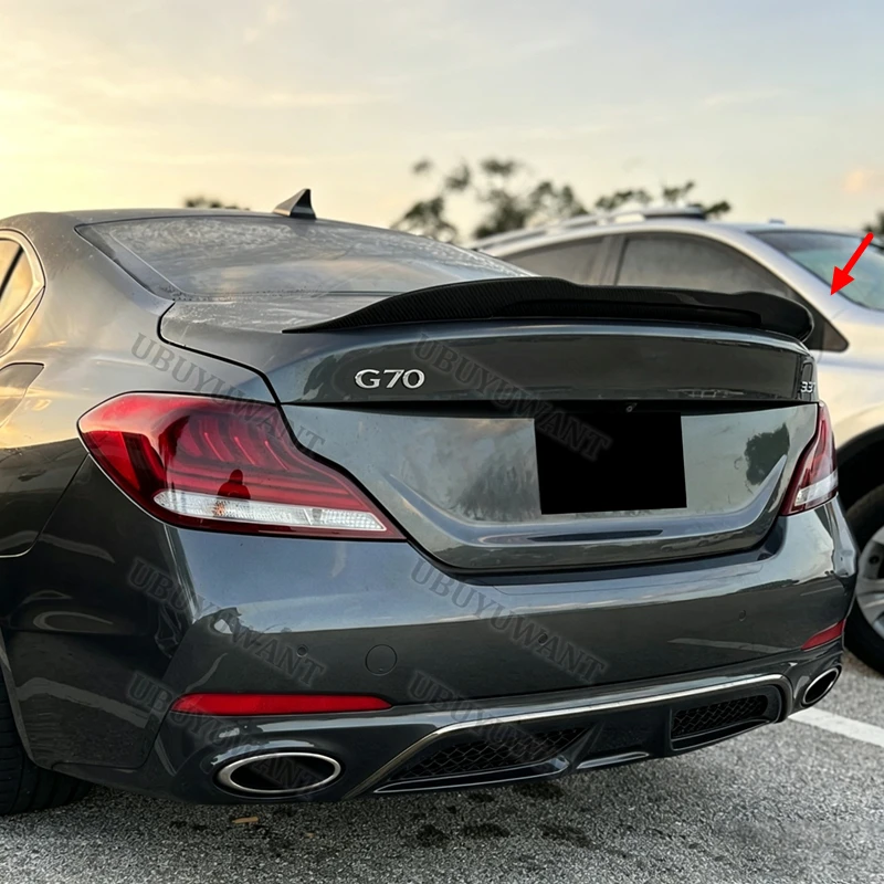 For Hyundai Genesis G70 2017-2021 Carbon Fiber Rear Spoiler Tail Trunk Boot Wing Cover Car Accessories