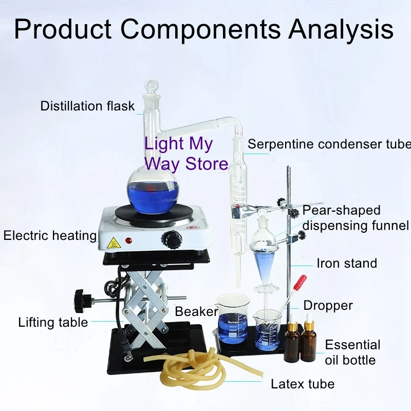 Electric heating distillation set essential oil distillation device distillation water refining glass distillation condenser