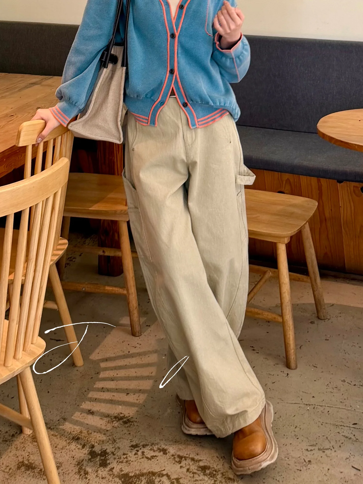 

Jaajaaa Wed Travel Design Sense Workwear Sle Straight Leg Wide Leg Slimming Leg Lengthening Versatile Jeans HAIH