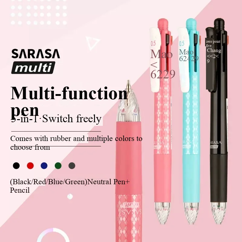 

Японская гелевая ручка ZEBRA 5-в-1 J4SA11, многофункциональная 4-цветная шариковая ручка и механический карандаш, офисные ручки для заметок 0,5 мм