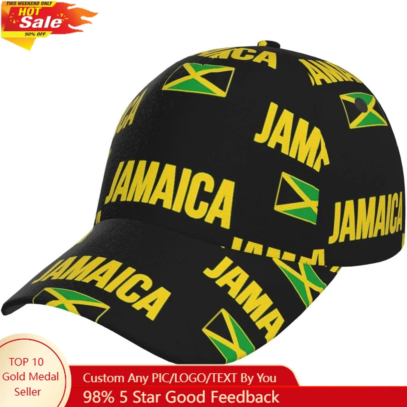 

Cute Jamaica Flag Baseball Cap for Men Women Adjustable Jamaican Snapback Baseball Hats Outdoor Truckers Cap
