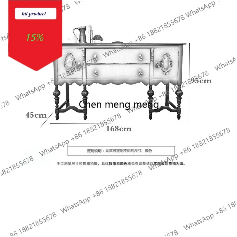 

Винтажный французский шкаф M02 из массива дерева, американский резной декоративный шкаф, настенный шкаф-витрина для столовой