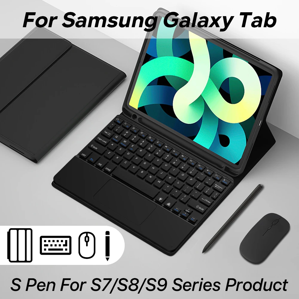 

Cover for Samsung Galaxy Tab S6 Lite S7 S8 S9 with S Pen Magic Keyboard and Mouse for Samsung Galaxy Tab S7 FE S8 S9 PLUS Case