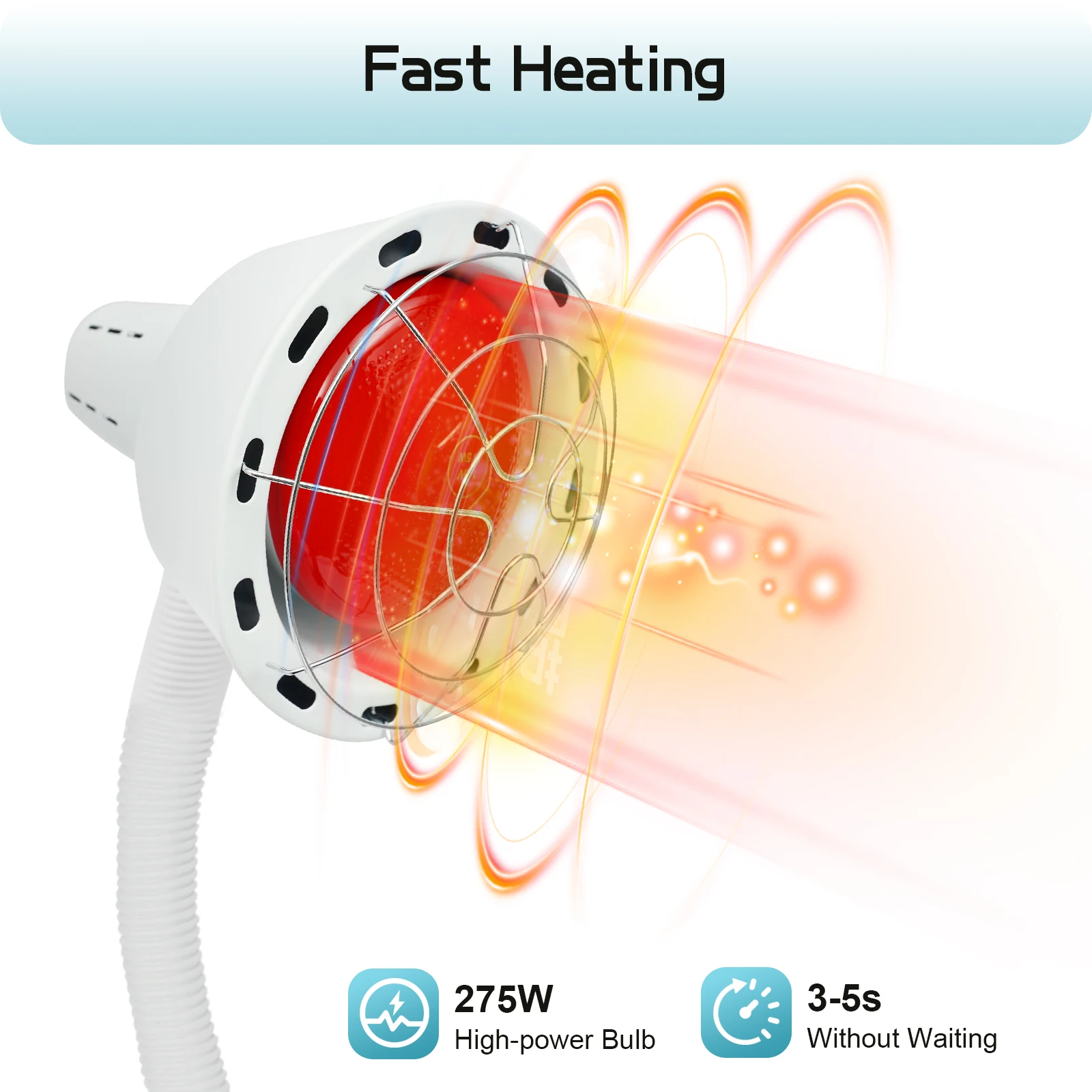Lampa do terapii światłem dalekiej podczerwieni 275W Lampa grzewcza do terapii czerwonym światłem na ulgę w bólu 360 °   Obrotowe, regulowane narzędzie do terapii światłem