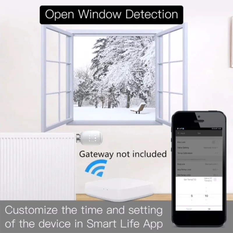 Tuya Zigbee Smart Radiator Valve Thermostat TRV Programmable Temperature Controller App Remote Control Smart Home