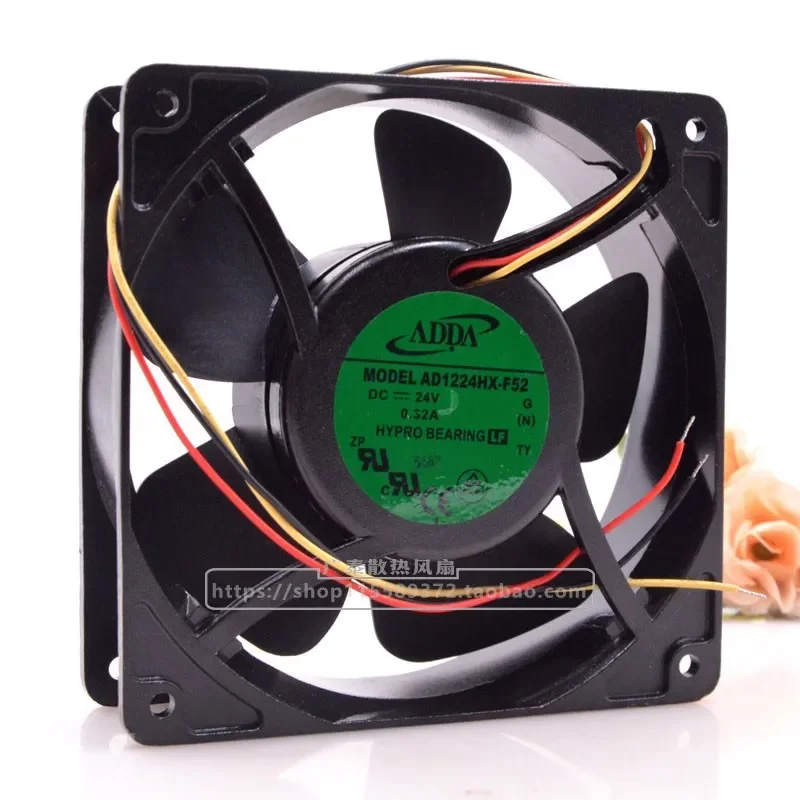 for ADDA Xiexi AD1224HX-F52 12038 24V 0.32A 3-Wire Aluminum Frame Cooling Fan 12CM