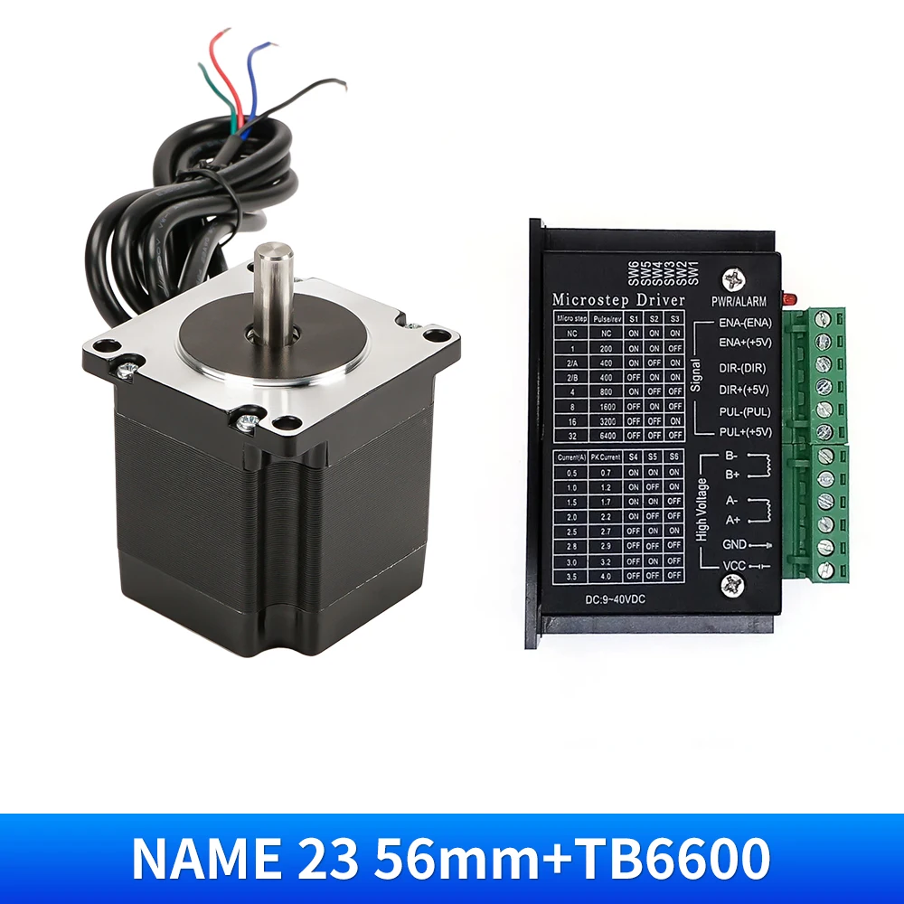 

Комплект шагового двигателя NEMA23 56 мм + Драйвер TB6600 9-42 в, контроллер 6,35 мм/8 мм 23HS5628 для 3D-принтера, лазерной гравировки, плазменной резки на станке с ЧПУ