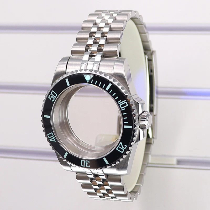 

Fenya 40mm Watch Case 20mm 5-Link Strap C3Luminous Bezel For SUB Seiko Nh35 Nh36 Nh38 4R36 8215 Eta2824 Movement 28.5mm Sapphire