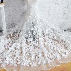 Lace Chiffon flower fabric,net yarn 3D Lace wedding dress fabric, Embroidered skirt material,sewing accessories