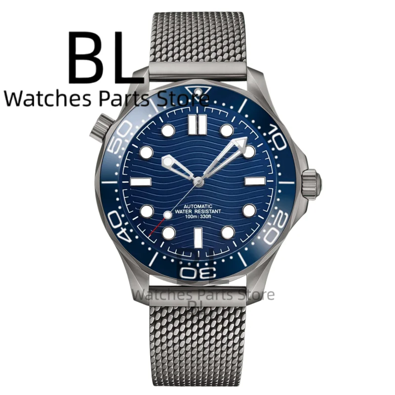 BLIGER 41mm Customized LogoBL007 Titanium Watch NH35 PT5000 Miyota8215 Reloj Domed Sapphire Glass Luminous Waterproof Mesh Strap