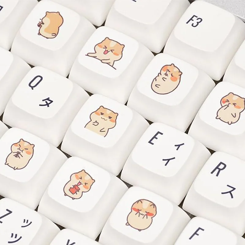 NPKC XDA White Novelty Keycaps Cute Hamsters Supplementary Kawaii Cartoon Keycap Set for MX Switch Keyboard Custom Key caps