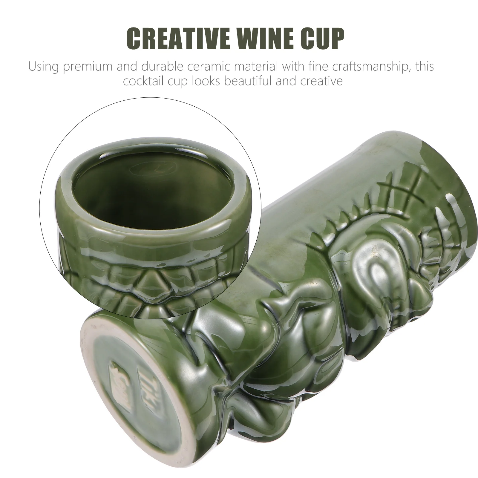 

1Pcs Ceramic Tiki Cup Creative Cocktail Mug Practical Wine Tumbler Bar Use Water Juice Cup Wine Tumbler