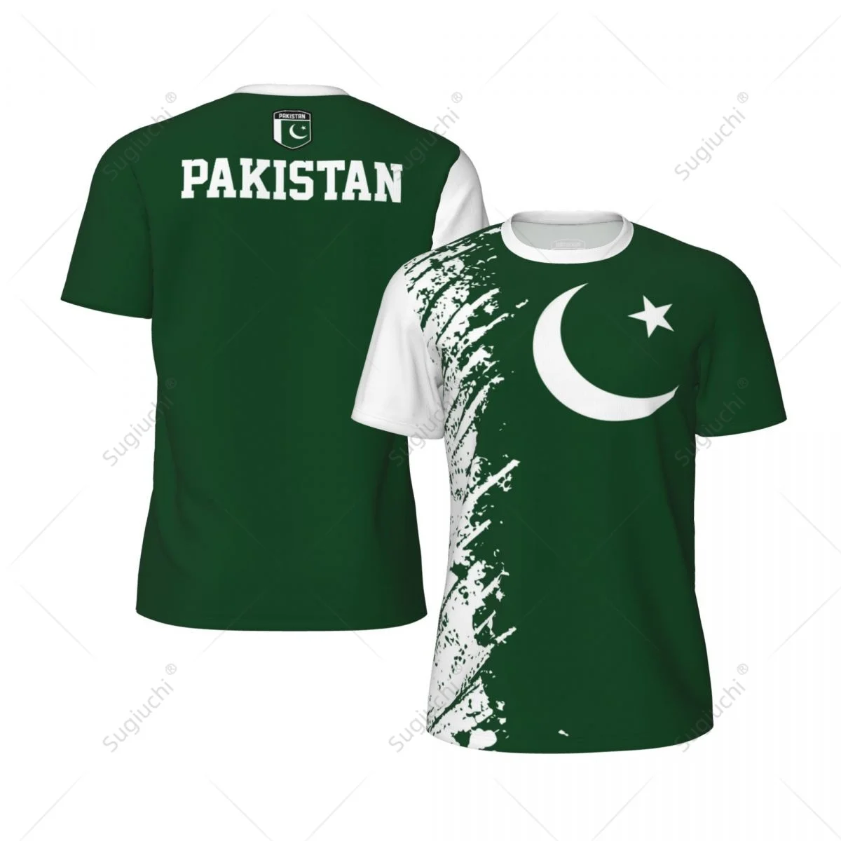 Exclusive design Pakistan Flag Grain 3D Printed Men For Running Bike Soccer Tennis Fitness Sports tshirt Mesh Fans Short T-shirt