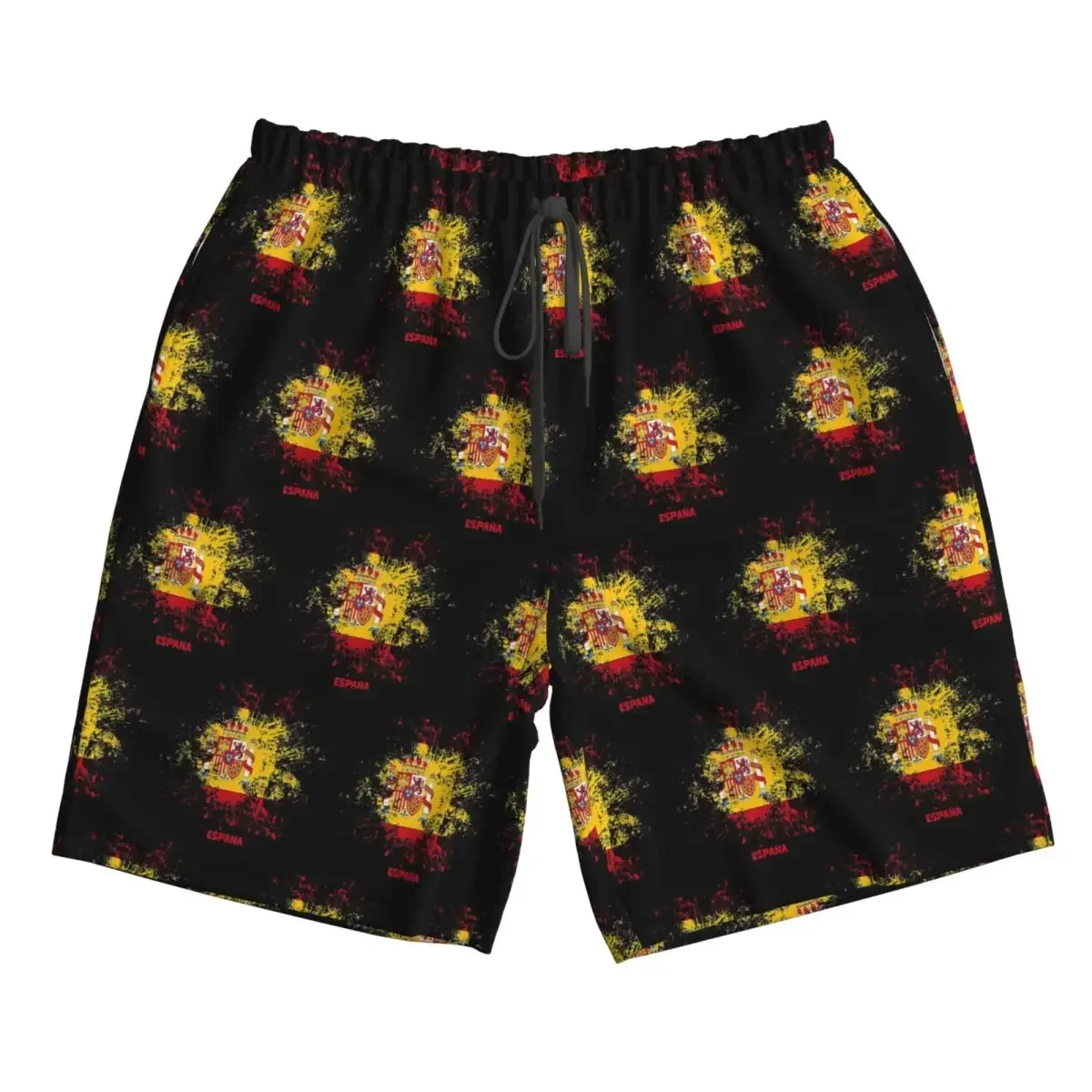 Pantalones de baño para hombre, de secado rápido, informales, para la playa, con estampado de la bandera española y motivos acuarela, ideales para el verano.
