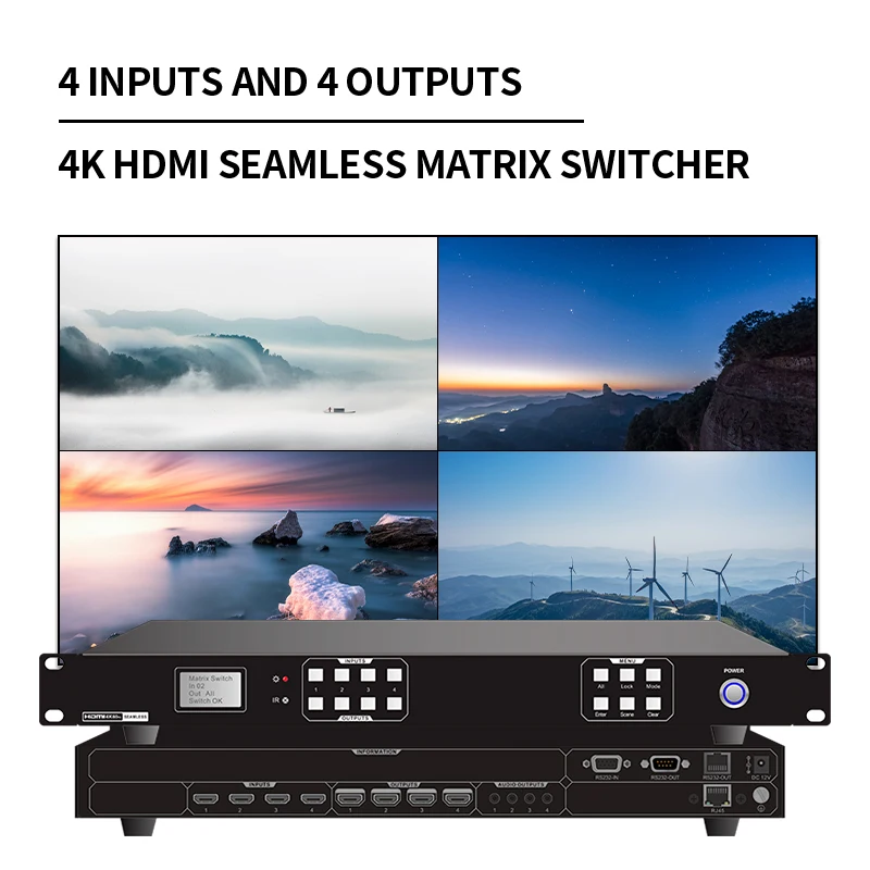 SEAMLESS MATRIX SWITCHER 4K HD 4 x4 no delays no black screen  TRUE 4K input and output RS232 SOFT REMOTE KEY  CONTROL