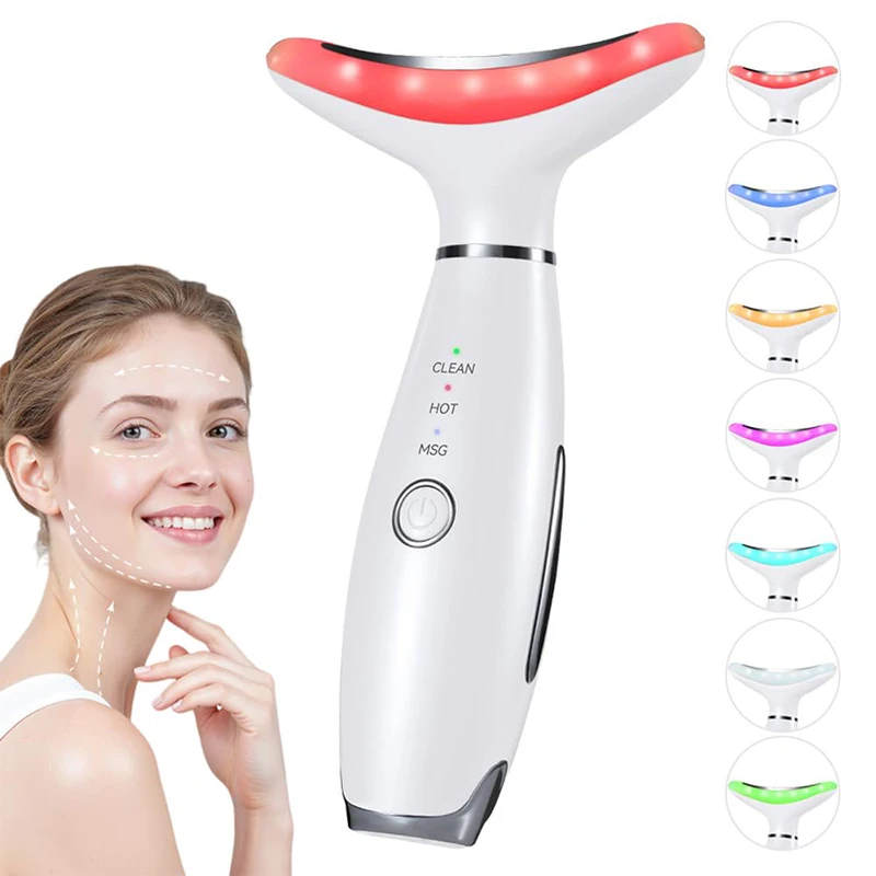 Dispositivo de belleza para la cara y el cuello, máquina de Estiramiento Facial de microcorriente EMS, masajeador Facial LED con vibración, removedor de papada, herramientas para el cuidado de la piel