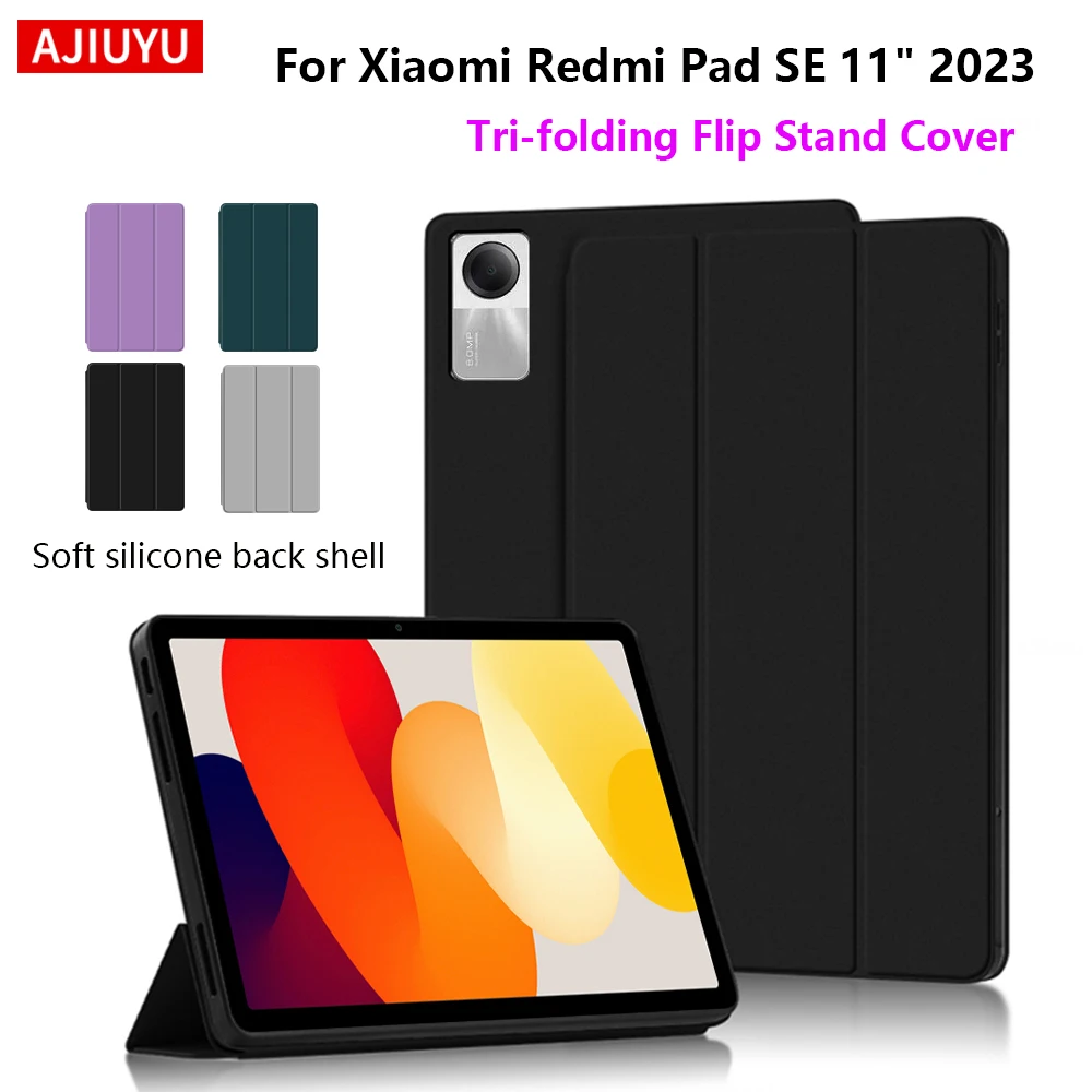 

Откидной чехол из искусственной кожи для Xiaomi Redmi Pad SE 11-дюймовый чехол для планшета Xiaomi RedMi Pad Se 11 дюймов 2023, тройной складной чехол-подставка