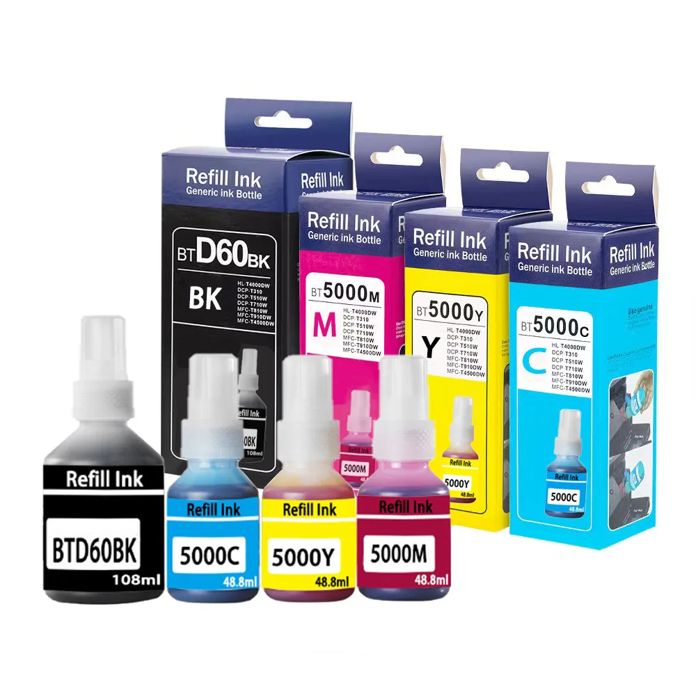For Brother BTD60BK BT5000 Dye Ink Refill Ink Kit For Brother DCP-T300 T310/DCP-T500W/DCP-T700W/T800W T220/T226/T300 Printer