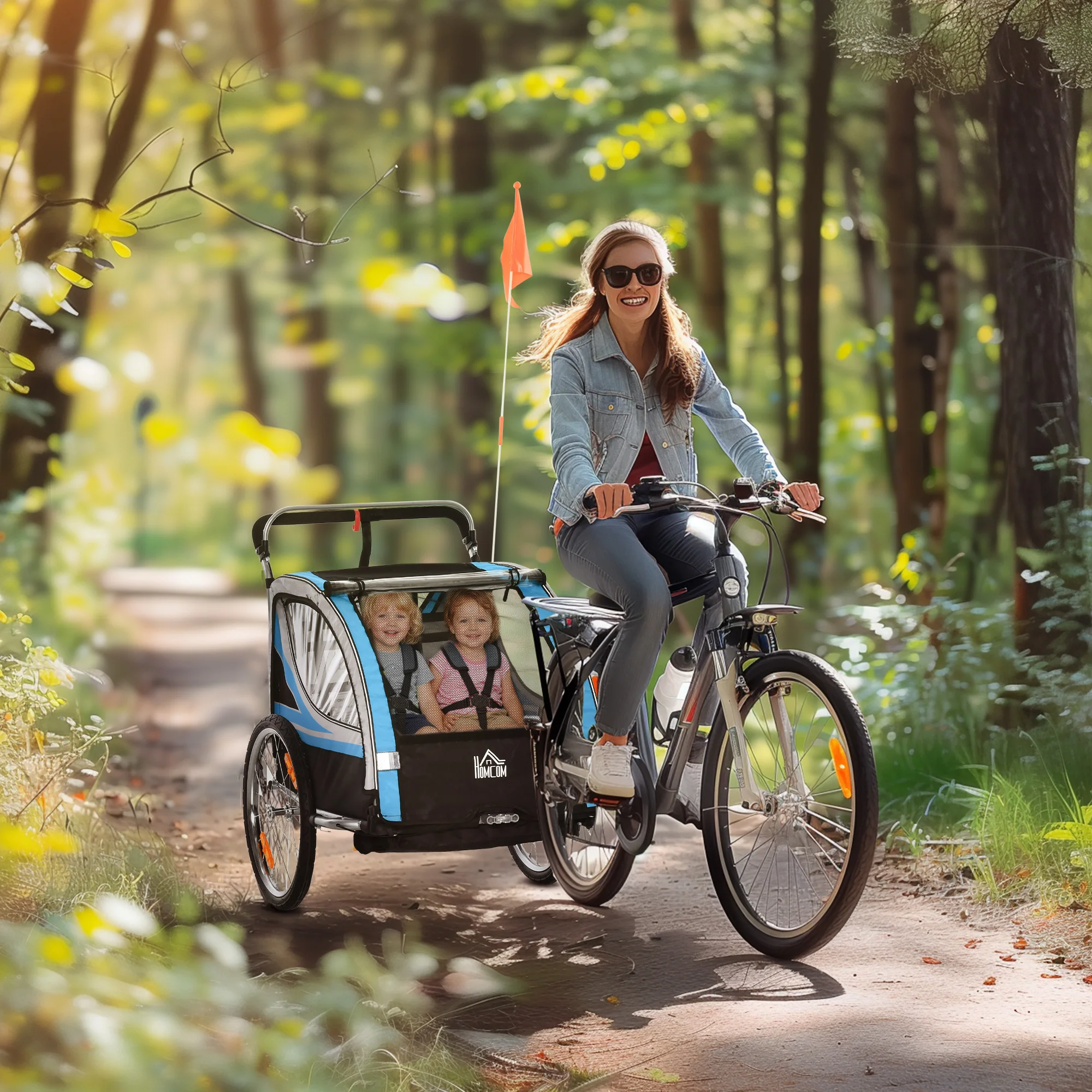 HOMCOM 2-in-1 kinderfietskar, kinderwagen, fietskar - afbeelding 1