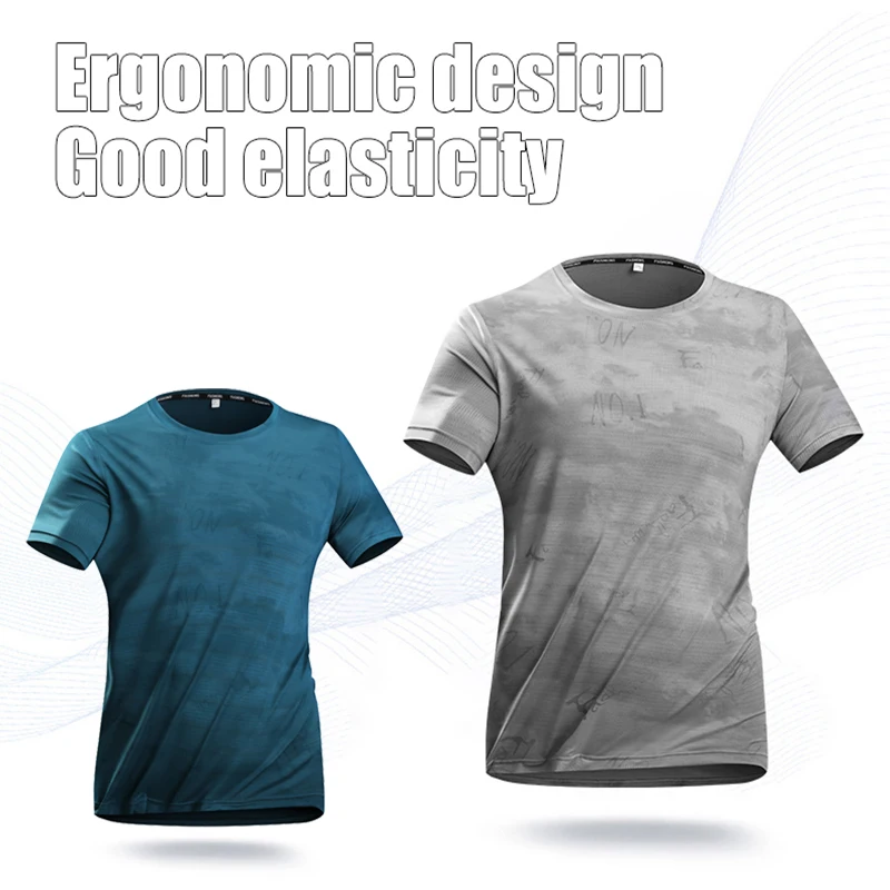 

CHRLCK Men's Camouflage Running T-shirt Summer Ice Silk Thin Top Printing Quick Dry Short Sleeve Breathable Fitness T-shirts