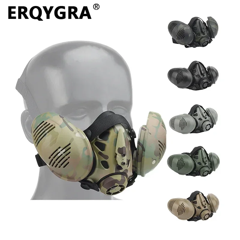 ERQYGRA-respirador táctico de modelado, máscara de media cara, accesorios de Paintball, Protector de seguridad para aire libre, equipo deportivo CS