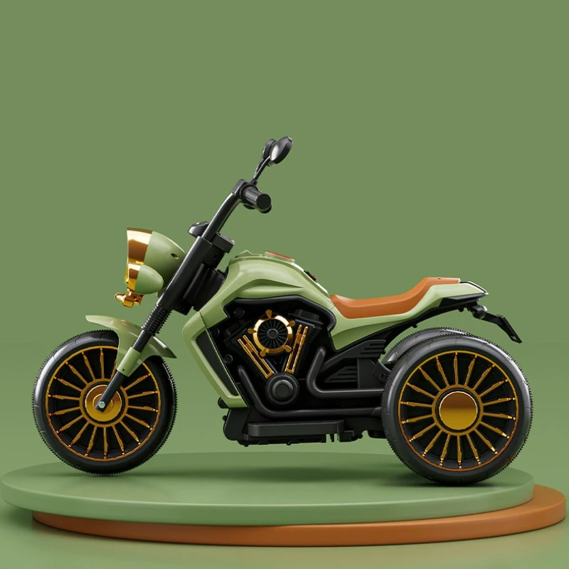 Motocicletta elettrica per bambini Giro a tre ruote su giocattolo Luci musicali con telecomando Batteria ricaricabile Design stabile anti-punta