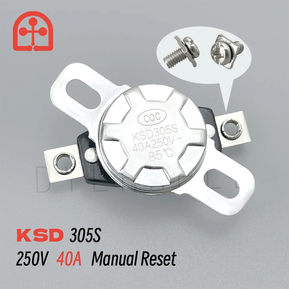 

KSD305S 250VAC 40A 85C 95C Normal Close NC Manual Reset Thermostat Temperature Control Switch for Electric Water Heater