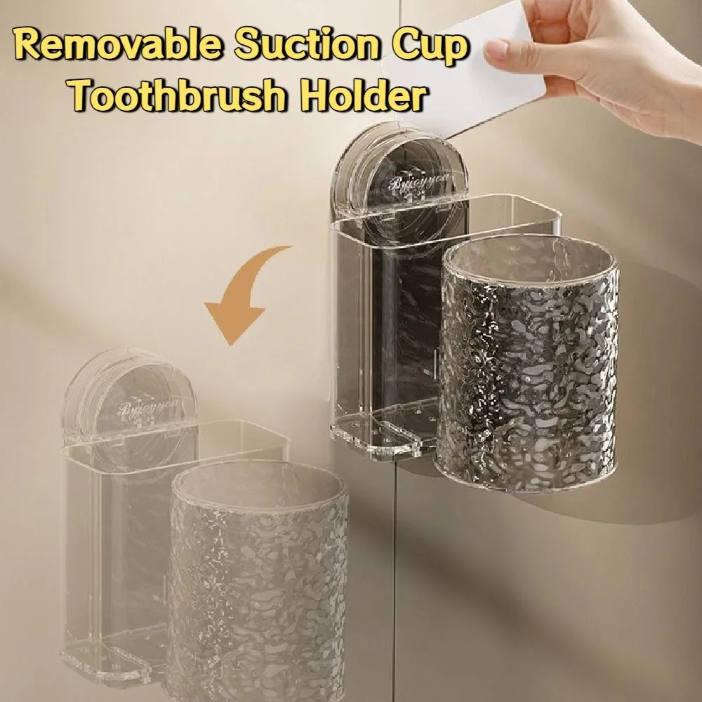 

Waterproof Suction Cup Toothbrush Holder Quick-Drain Removable Toothpaste Storage Rack Save Space No Punching