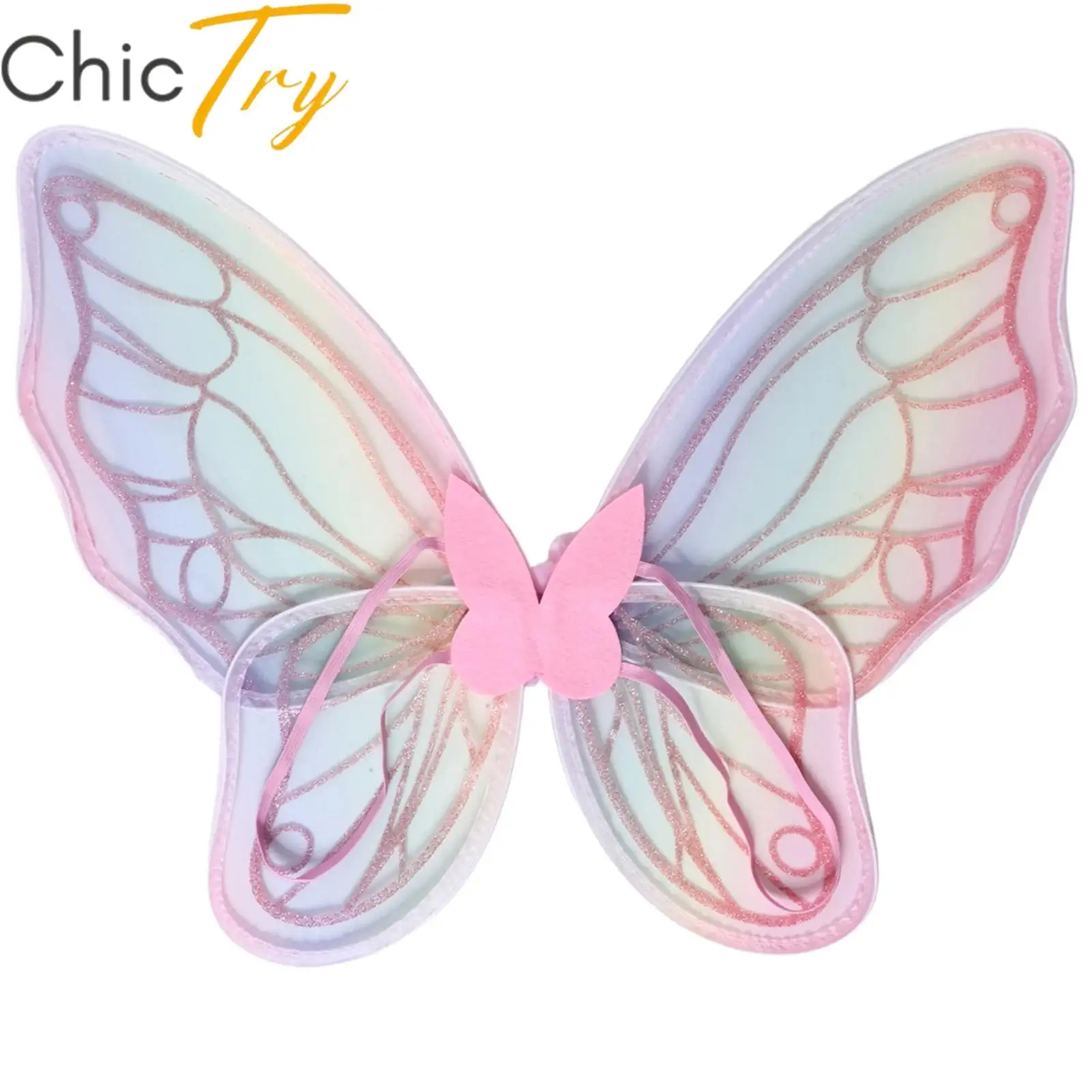 

Adults Kids Girls Angel Cosplay Wings Colorful Glitter Fake Flower Butterfly Wings Festival Halloween Carnival Props Accessory