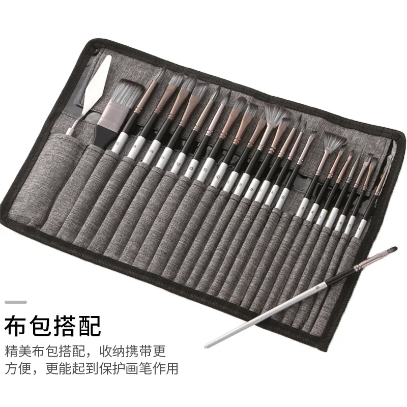 24 PCS Paint Brush Set Canvas Roll Nylon Watercolor Acrylic Oil Painting Brushes for Artists Students DIY Art Supplies 4