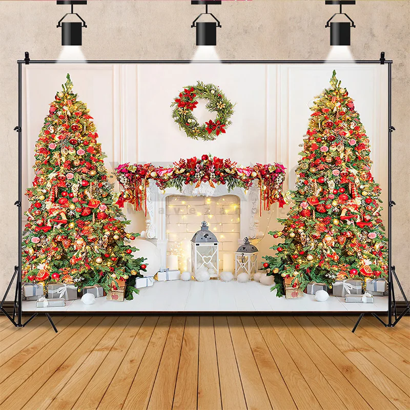 

Vinyl Custom Christmas Tree Window Candy Photography Backdrop Wooden Doors Snowman Cinema Pine New Year Background Prop LA-45