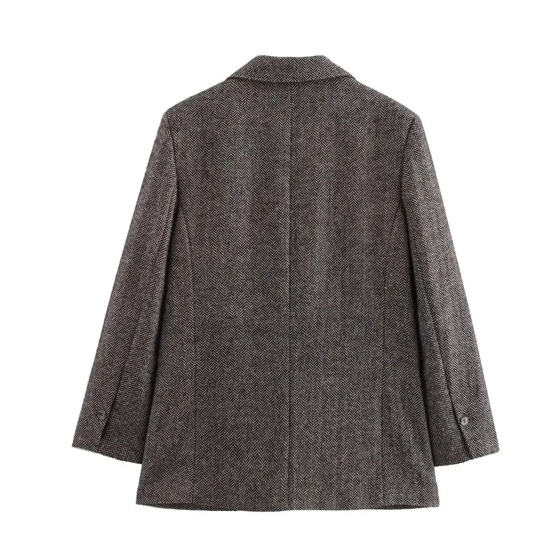 Topenomi-Manteau sur mesure vintage pour femme, blazers décontractés à col cranté, veste de bureau, tempérament français, tout match, automne, hiver