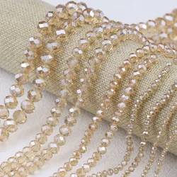 2/3/4/6/8/10mm Champagne Color Austrian Crystal Flat Round Bead Glass Loose Beads For Jewelry Earrings Bracelet DIY Accessories