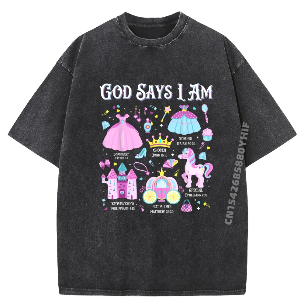 

Бог говорит, я принцесса, христианские милые читатели Библии, спортивная футболка для девочек, мужская футболка с мемом, потертая футболка в стиле ретро